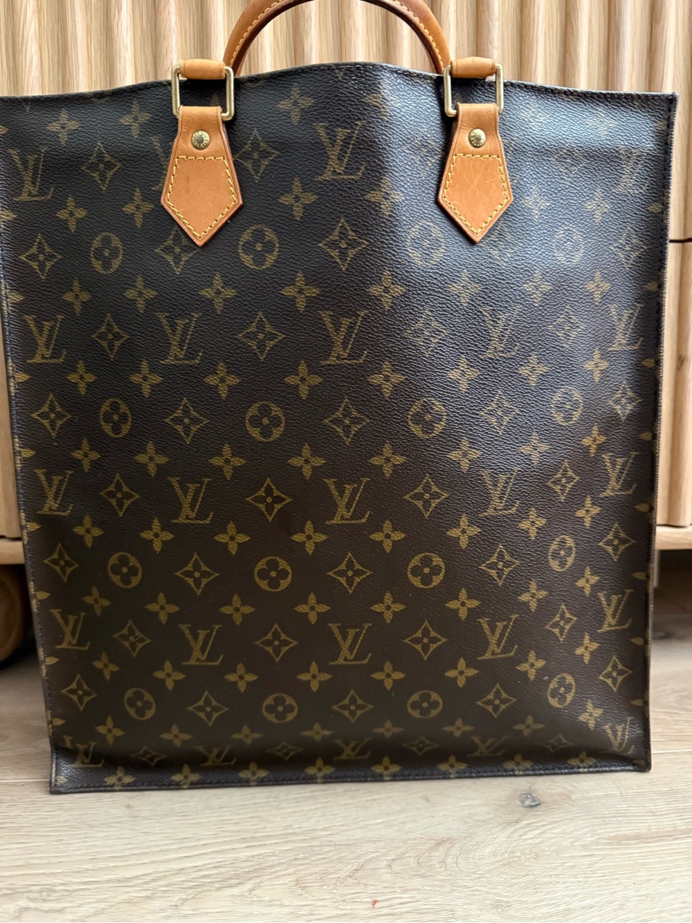 Louis Vuitton Brown Monogram Canvas Sac Plat Tote with Vachetta Handles - Picture 6 of 16
